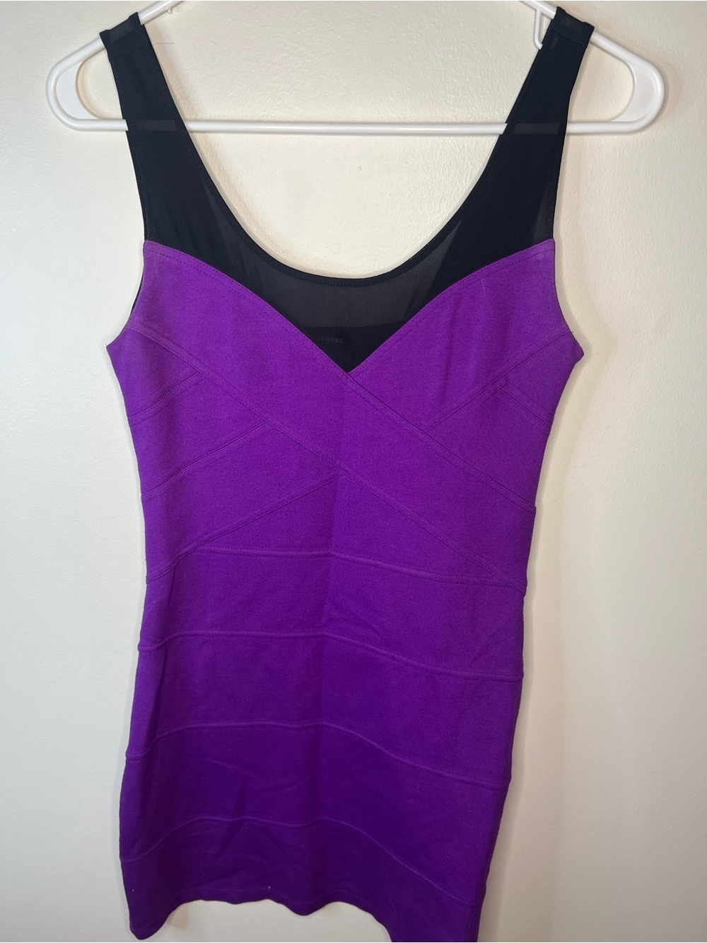 Express Purple Dress with Black See Through Detail